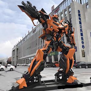 Scultura Robot Mecha Giallo Gigante Personalizzato con Parti di <span class=keywords><strong>Auto</strong></span> per Esposizioni in Parchi a Tema, Statua <span class=keywords><strong>d</strong></span>'Azione Sci-Fi - Produzione in Fabbrica - Product Image 4