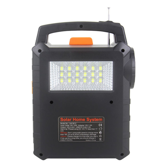 Home Solar Lighting System With MP3 Player FM Radio Solar DC System 12v 5A Power Bank Built in Lead Acid Battery 15w Solar Panel
