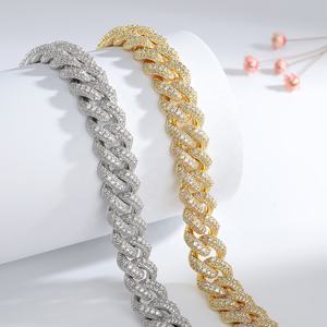 OUGEPHELI 15mm 3 filas Hip Hop Iced Out CZ Zircon <span class=keywords><strong>Collar</strong></span> De Candena Cubana Eslabones Cubano <span class=keywords><strong>Collar</strong></span> Miami Cuban Link Chain - Product Image 5
