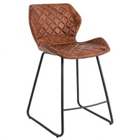 Chaise de bar JOHOOFURNITURE en cuir PU marron, design diamant, ergonomique et réglable, fabriquée en Chine, Taburesi Bar Taburesi Bar Counter
