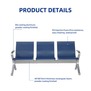 Silla de Aeropuerto de 3 Plazas, Sillas de Espera para Hospital, Clínica, Asientos Públicos de Aluminio y Poliuretano - Product Image 5