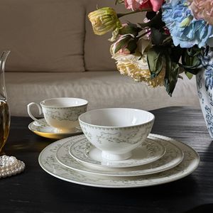 Nouvelles assiettes de service vintage vert clair à motif floral sur émail, en <span class=keywords><strong>porcelaine</strong></span> fine de Chine, pour événements - Product Image 4
