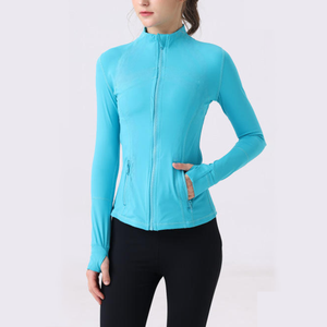 Ensemble de vêtements de sport pour femmes personnalisé, veste de sport, haut, printemps, été, yoga, pratique, col fin, respirant, élastique, imprimé double face - Product Image 6