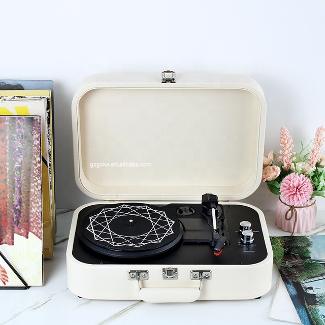Hot Seller Stereo Speakers Wireless Blue Tooth Turntable Vinyl Record Player with Free Felt Mat Attached