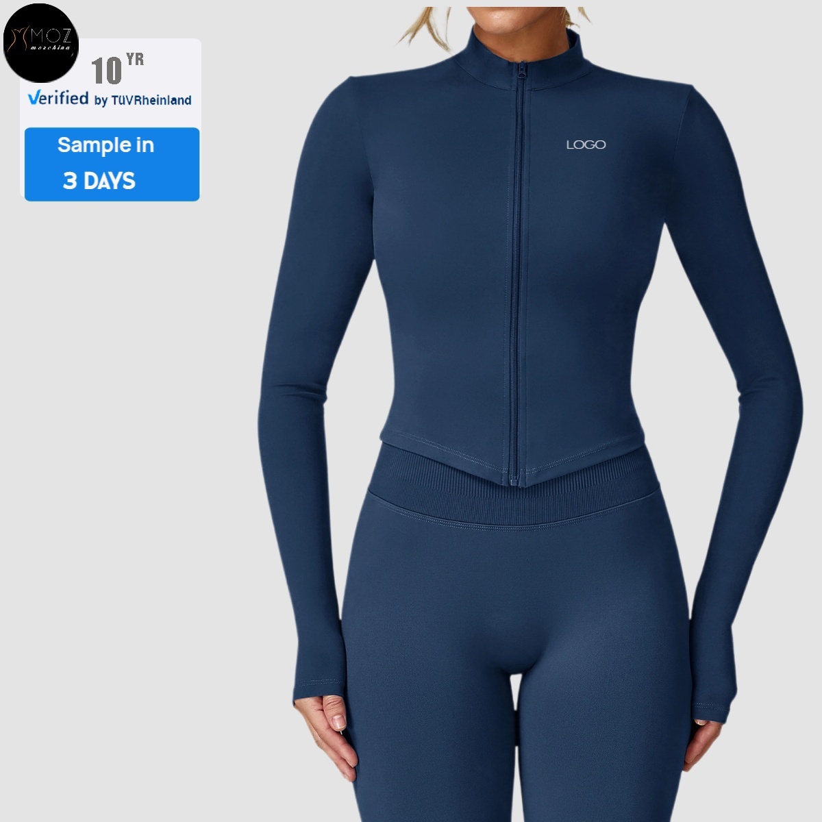 Stand-Up Collar Sports Jacket Nylon Spandex Lightweight Front Zipper Breathable for Running Yoga Outdoor Warm Top