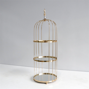 Zk230155 बेकिंग उपकरण केक टेबल सजावट के लिए 3-टियर मिठाई संगमरमर स्टैंड स्नैक धातु पक्षी पिंजरे रैक संगमरमर केक स्टैंड - Product Image 2