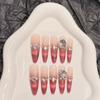 Uñas Postizas Largas Stiletto, 10 Piezas, Hechas a Mano, de Lujo, PMMA, Transparentes, Brillantes, Aurora, para Mujer, Venta al por Mayor, Calcomanías para Uñas OEM