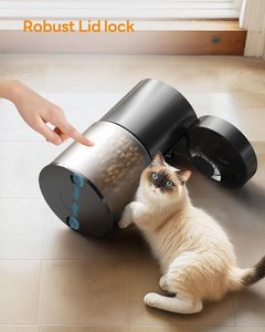 Distributeur automatique de nourriture pour animaux de compagnie intelligent 4L, certifié CE RoHS, sans bourrage, avec double alimentation de secours, étanche à l'humidité, vidéo sans fil - Product Image 1