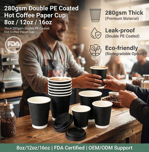 แก้วกระดาษกา<span class=keywords><strong>แฟ</strong></span>ร้อนเคลือบ PE สองชั้น 280 แกรม |   แก้ว<span class=keywords><strong>ชา</strong></span>แบบใช้แล้วทิ้งขนาด 8 ออนซ์ 12 ออนซ์ 16 ออนซ์ เป็นมิตรกับสิ่งแวดล้อม พร้อมฝาปิด สำหรับร้านกา<span class=keywords><strong>แฟ</strong></span> - Product Image 1