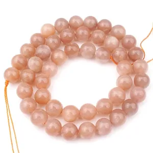 Wholesale High Quality Natural Stone A++ Grade Peach SunStone Loose Round Beads For Jewelry Making