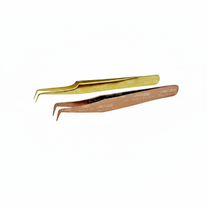 Pinzas de extensión de pestañas de oro rosa y pinzas de ángulo de 90 grados para pestañas rusas de volumen con pinzas de pestañas con logotipo personalizado - Product Image 2
