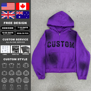 เสื้อฮู้ดดี้ทรงบ็อกซี่ผ้าฝ้ายเฟรนช์เทอร์รี่วินเทจสั่งทำพิเศษ 100% หนัก 500gsm ฟอกสีแบบแอซิดวอช ซันเฟด พิมพ์ลาย DTG แบบดิสเทรส ทรงครอป - Product Image 2