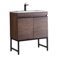 Style industriel 24 pouces marbre de culture MDF salle de bain lavabo autoportant petite vanité simple évier en céramique pour usage en appartement