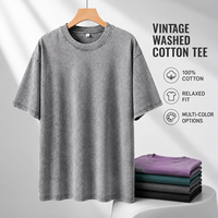 T-shirt Homme Vintage OEM en Polyester/Coton 230g, Lavage Acide Usine, Épaules Tombantes, Design Exclusif