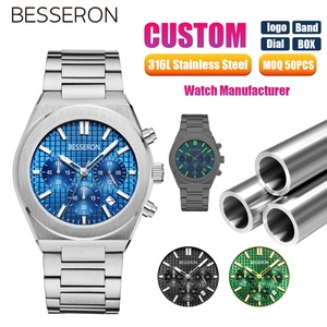 Reloj de Cuarzo de Lujo para Hombre en Oferta, Acero Inoxidable 316L, Esfera de Cristal, Resistente al Agua, Cronógrafo, Estilo Ejecutivo, Personalizable - Product Image 1