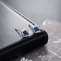 Boucles d'oreilles magnétiques à clipser sans perçage, vente en gros, trèfle irrégulier bleu pailleté et émail noir, pour soirée