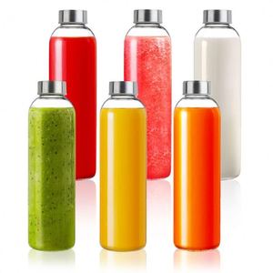 Customized Logo Transparent Juice Drink <b>Bottle</b> With Cap Square 250Ml 350Ml 500Ml Product Category Glass Drinkware - Product Image 4