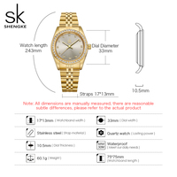 Montre à quartz pour femme Shengke K0156, plaquée or, alliage, design classique, marque de luxe, Relojes De Mujer