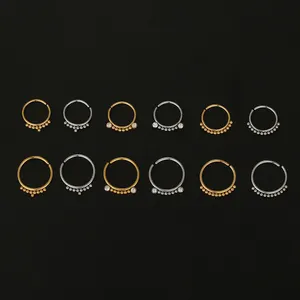 YW 20G Stainless Steel Zircon Nose Stud Steptum Nose Studs Hooks Bar Pin Nose Rings Body Piercing Jewellery