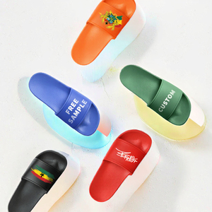 Custom High Quality Open Toe PVC <b>Slippers</b> Breathable Non-Slip Beach Shoes Logo Printing Fashionable Summer Evergreen Cushioning - Product Image 3