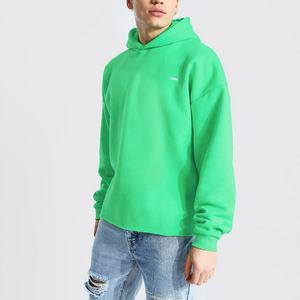 Hoodie de haute qualité à bords coupés, 100 % coton French Terry, pull-over sans cordon, uni, sans poche, ourlet brut personnalisé, coupe oversize - Product Image 1