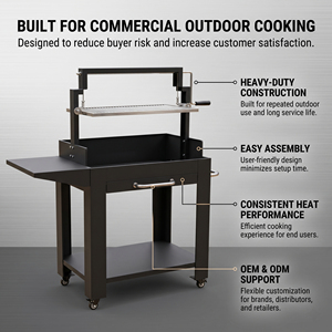 Barbacoa Portátil de Carbón para Jardín con Mesas Laterales - Altura Ajustable para Fiestas, Picnics y Cocina en Patio, Certificado KY8401AU - Product Image 1