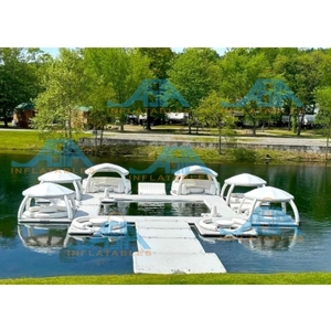 Plataforma Flotante Inflable para Agua con Sombra y Asientos |   Plataforma Flotante Modular para Yates, Playas y Parques Acuáticos - Product Image 6