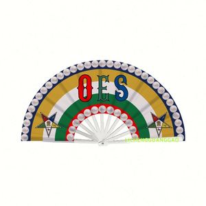 Grand éventail pliant en plastique de 33 cm pour la Sororité Order of the Eastern Star, avec design personnalisé en perles, à fermeture par claquetement, portable pour la danse - Product Image 5