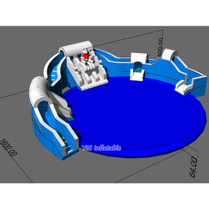 Parc aquatique gonflable commercial géant avec toboggan aquatique Ours polaire et grande piscine gonflable <span class=keywords><strong>pour</strong></span> divertissement en plein air - Product Image 3