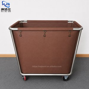 Carrello per biancheria sporca per hotel, <span class=keywords><strong>con</strong></span> sacco in tessuto Oxford blu rinforzato, per la pulizia delle camere degli ospiti - Product Image 6