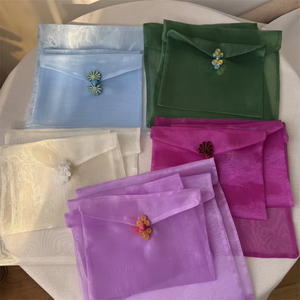 Encrypted Organza Shopping <b>Bags</b> with Pearl Button Organza Tote Women <b>Bags</b> Organza <b>Bag</b> with Chinese Knot <b>Frog</b> Closures Button - Product Image 4