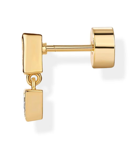 Boucles d'oreilles pendantes miniatures PAVOI en or jaune 14 carats plaqué or, à dos plat, pour femmes |   Boucles d'oreilles délicates pour le cartilage |   Piercing Helix - Product Image 1