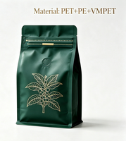 Sachet d'emballage de café à huit soudures latérales de qualité alimentaire avec valve unidirectionnelle, sachet en PET mat pour poudre de café, imprimé en héliogravure, résistant à l'humidité