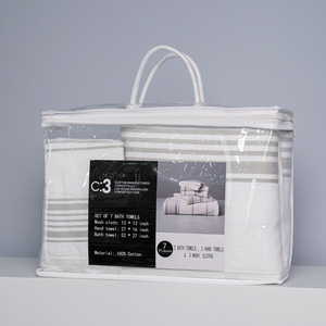 Tassel Towel <b>Set</b> Pure Cotton Face And Bath Towels White Striped With Fringe For Bathroom Gift <b>Sets</b> - Product Image 4