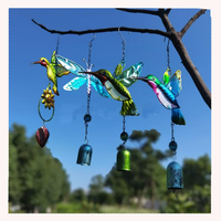 Cadeaux de Noël : Carillons à vent étanches en verre et cloche, motif colibris et libellules, ornements suspendus avec option de logo personnalisé