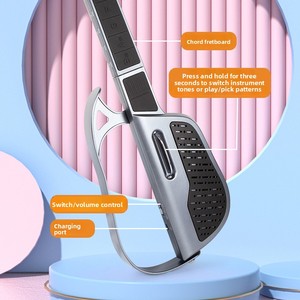 <span class=keywords><strong>Guitare</strong></span> jouet électronique intelligente transfrontalière, type clé, sans cordes, à changement de vitesse automatique, en plastique, pliable, unisexe, pour enfants débutants - Product Image 1