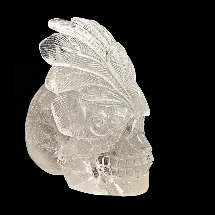 प्राकृतिक क्रिस्टल शिल्प हीलिंग खोपड़ी स्पष्ट क्रिस्टल नक्काशी खोपड़ी सिर रचनात्मक स्रोत क्रिस्टल क्वार्ट्ज नक्काशीदार विदेशी खोपड़ी