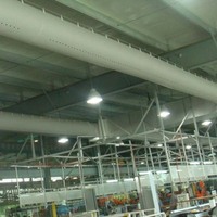 Système de ventilation textile flexible Easy Clean pour la distribution d'air dans les entrepôts frigorifiques, les ateliers de transformation alimentaire et les systèmes CVC