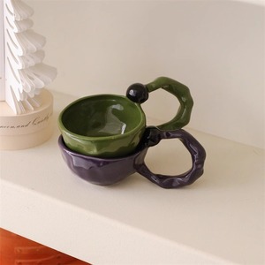 Tasse à café en céramique irrégulière avec poignée en forme de boule française nordique Ins - Product Image 4