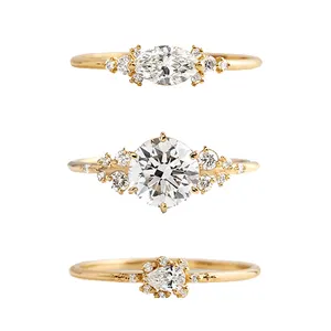 Gemnel luxury wedding S925 jewelry gold plated engagement diamond ring