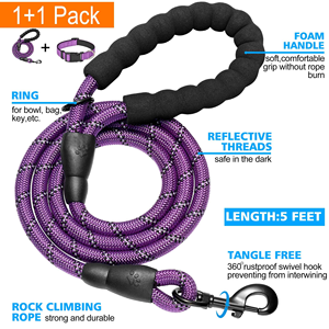 Ensemble collier et laisse pour chien en sangle de nylon hautement réfléchissante, personnalisable, réglable, pour l'entraînement, conception OEM, style de luxe, échantillon gratuit, faible MOQ - Product Image 3