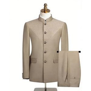 Completo da <span class=keywords><strong>Uomo</strong></span> con Colletto alla Coreana - <span class=keywords><strong>Blazer</strong></span> Formale con Dettagli a Quadri e Pantaloni Coordinati Set 2 Pezzi Sehe Fashionbisou - Product Image 6