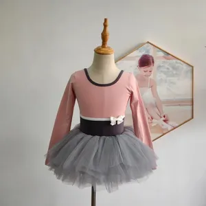 Wholesales long sleeves new arrivals multi-colorful spandex nylon girls elastane mesh girls ballet tutu for dance training