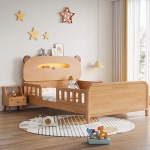 Letto per bambini in legno massello di <span class=keywords><strong>piccole</strong></span> <span class=keywords><strong>dimensioni</strong></span> di 1.2 metri 1.5 con parapetto a forma di orso luce notturna-per camera da letto o Hotel - Product Image 5