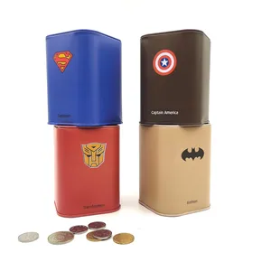 高级时装超级英雄标志马口铁存钱罐金属笔筒更换罐
