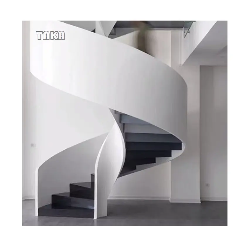 Индивидуальная стальная изогнутая лестница, лестница из нержавеющей стали/углерода со стеклом, современная интерьерная вилла/деревянная лестница для отеля