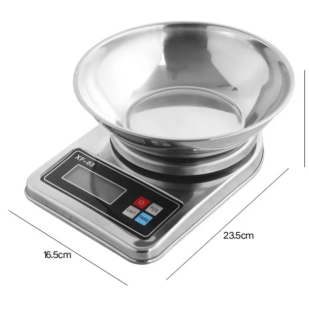 Large LCD Display Smart 3kg/5kg Weighing Digital Nutrition Kitchen Scale with Bowl