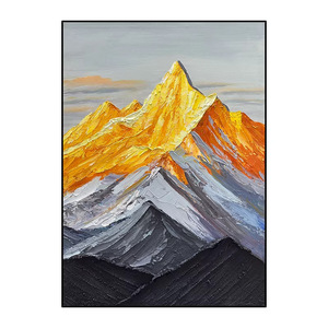 Hand Painted Oil Painting Golden Mountain Abstract Art Metal <b>Frame</b> Wall Decor For Living Room Entryway Bathroom - Product Image 5