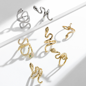 Bulk Großhandel China <span class=keywords><strong>Gold</strong></span> verstellbarer Schlangen <span class=keywords><strong>ring</strong></span> mit Zirkon ias Diamant Schlangen form <span class=keywords><strong>Ring</strong></span> Unisex Frauen Männer Ringe Schmuck - Product Image 2