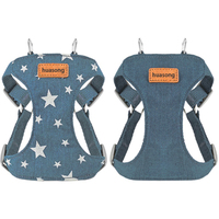Harnais et laisse pour chien en denim, imprimé étoiles, gilet réglable pour animaux de compagnie, double anneau en D, logo personnalisé, vente en gros OEM